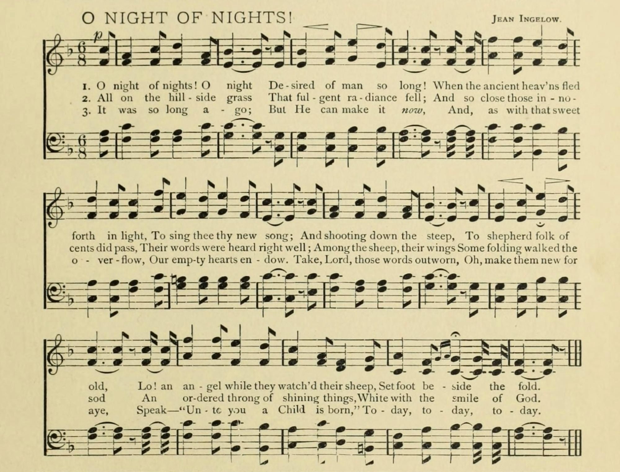 O Night of Nights Christmas in Song 1891 Canvas Art -  (24 x 36)