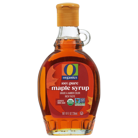 O O 100% Pure Maple Syrup, USDA Organic, Non-GMO, Grade A Amber, 8 fl oz