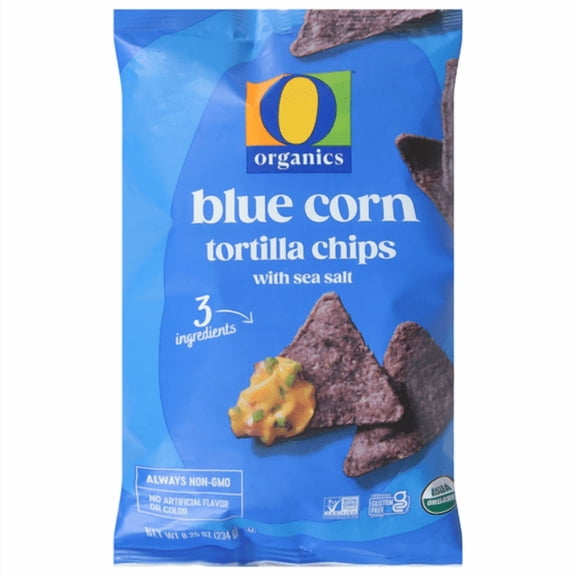 O O Blue Corn Tortilla Chips Sea Salt 8.25 oz