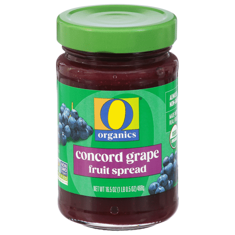 O O Organic Concord Grape Fruit Spread, Vegetarian, Non-GMO, USDA Organic, 16.5 Ounce