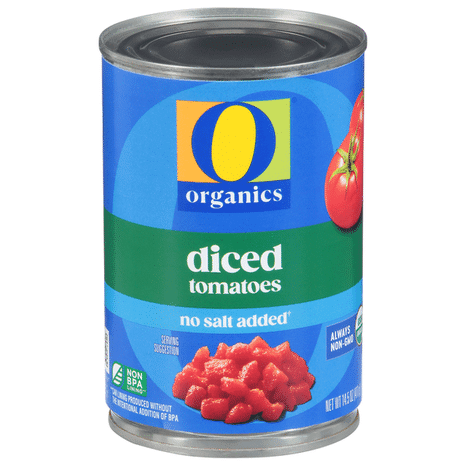 O O Organic Diced Tomatoes No Salt Added Steam Peeled USDA Organic 14.5 Oz