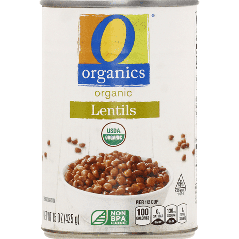 O O Organic Lentils, USDA Organic, Non-GMO, Gluten-Free, Vegan, 15 Ounce