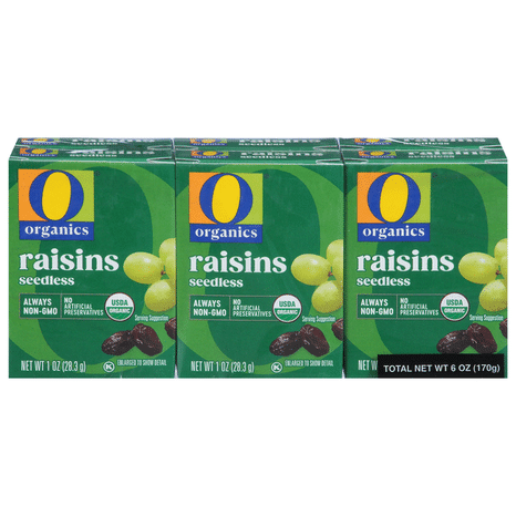 O O Organic Seedless Raisins USDA Organic Non-GMO 1 Box, 1 oz