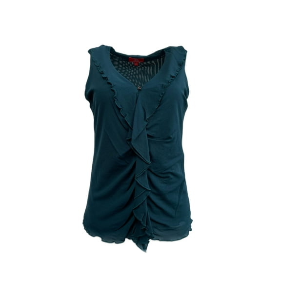 O OSCAR by Oscar De La Renta Women's Ruffle Blouse Medium Nocturnal