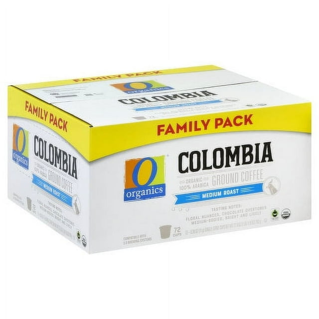 O Organics Organic Coffee Cups Ground Medium Roast Colombian Box 72 Count