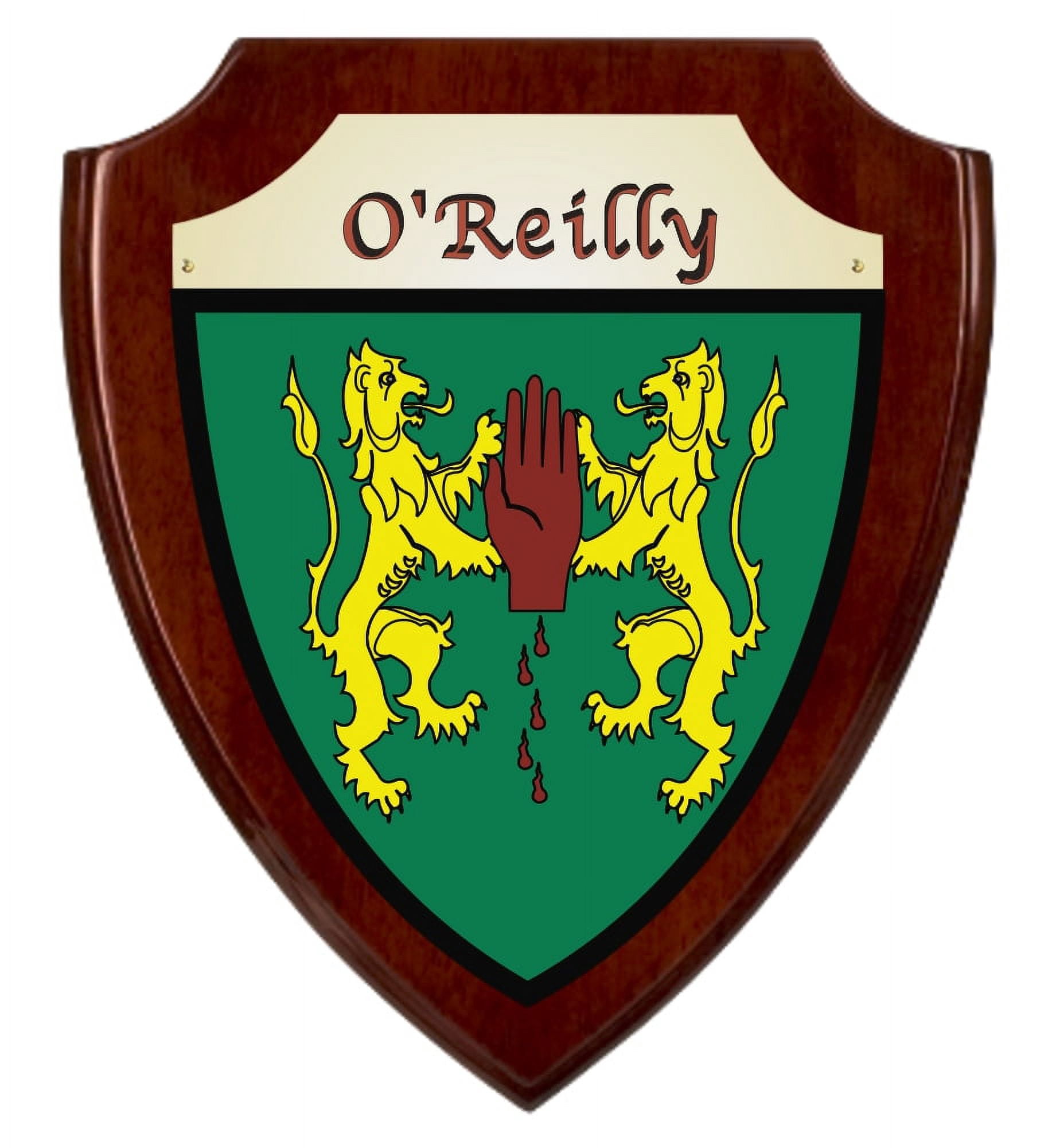 O'Reilly Irish Coat of Arms Shield Plaque - Rosewood Finish