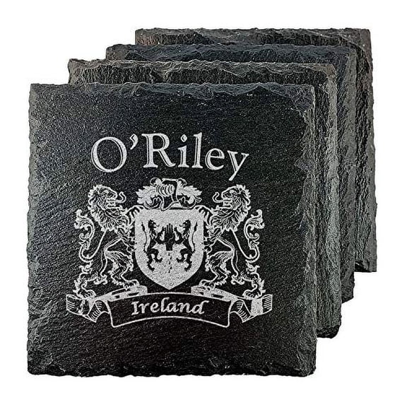 O'Riley Irish Coat of Arms Slate Coasters - Set of 4