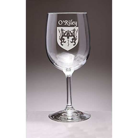 O'Riley Irish Coat of Arms Wine Glasses - Set of 4 (Sand Etched)