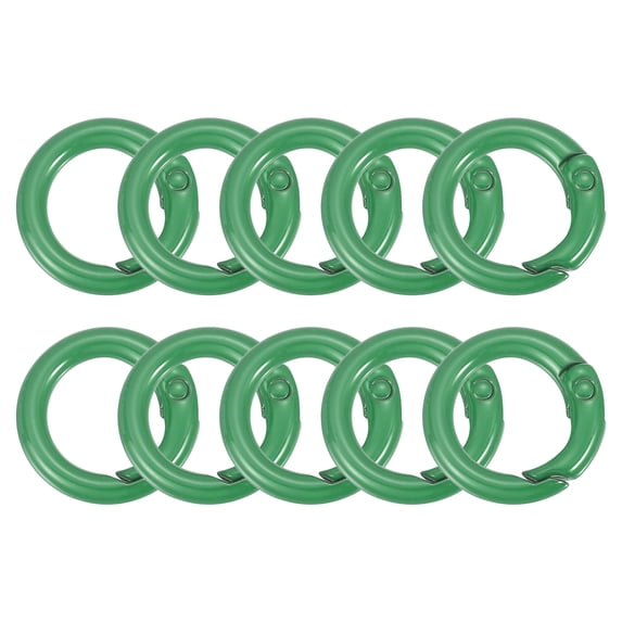 O Ring Clip, 10Pcs 20mm - Zinc Alloy Colorful Spring O Rings, Round Gate Clip Snap Clasp Hooks Trigger Buckles for Bag Purse Handbag Keychains DIY Accessory (Green)