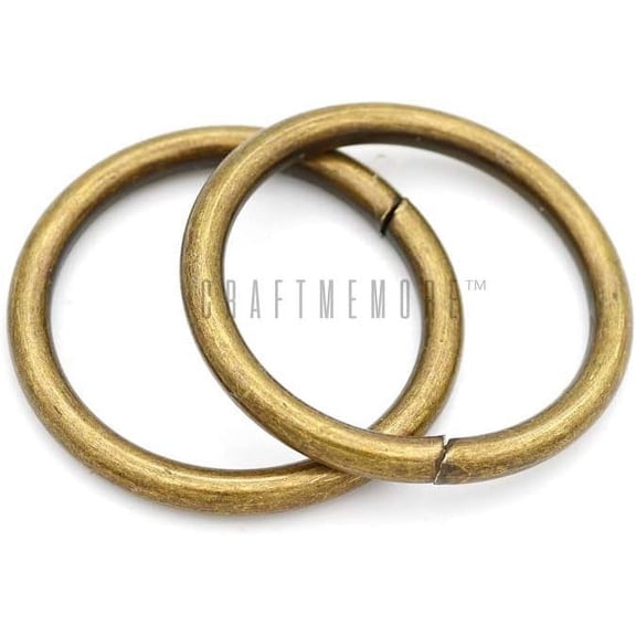 CRAFTME STUDIO 1-1/2 Inch Metal O-Ring Findings Non-Welded for Belts, Bags, Lanyards and DIY Leathercraft, 10 PCS (Antique Brass)