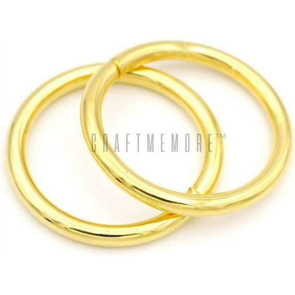 O-Ring Findings Metal Non-Welded O Rings for Belts Bags Landyard DIY Leather Hand Craft (1-1/2" x 10 pcs, Gold)