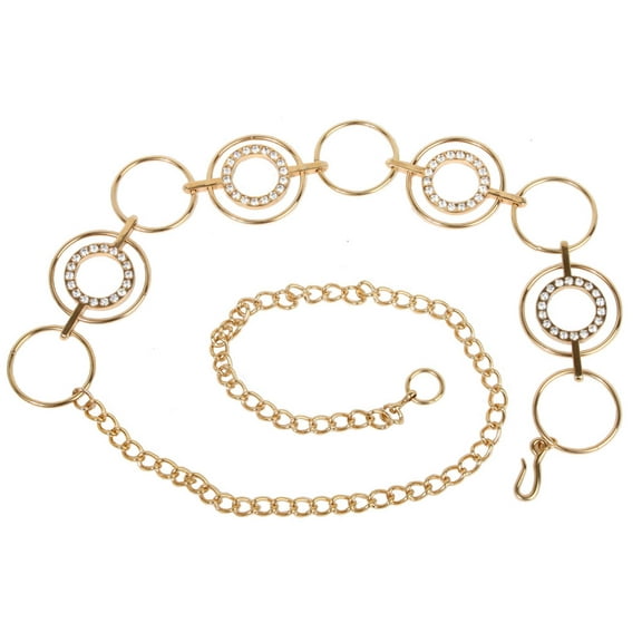 O-Ring Rhinestone Circle Metal Chain Belt