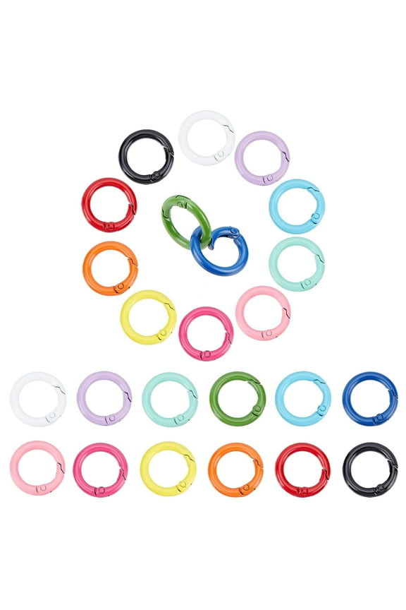 O Rings 24pcs 12 Colors 1 Inch(25mm) Alloy Trigger Round Snap Buckle Spring Keyring Buckle Snap Hooks O Rings Buckles for Keychains Bag Purse Handbag DIY Accessory