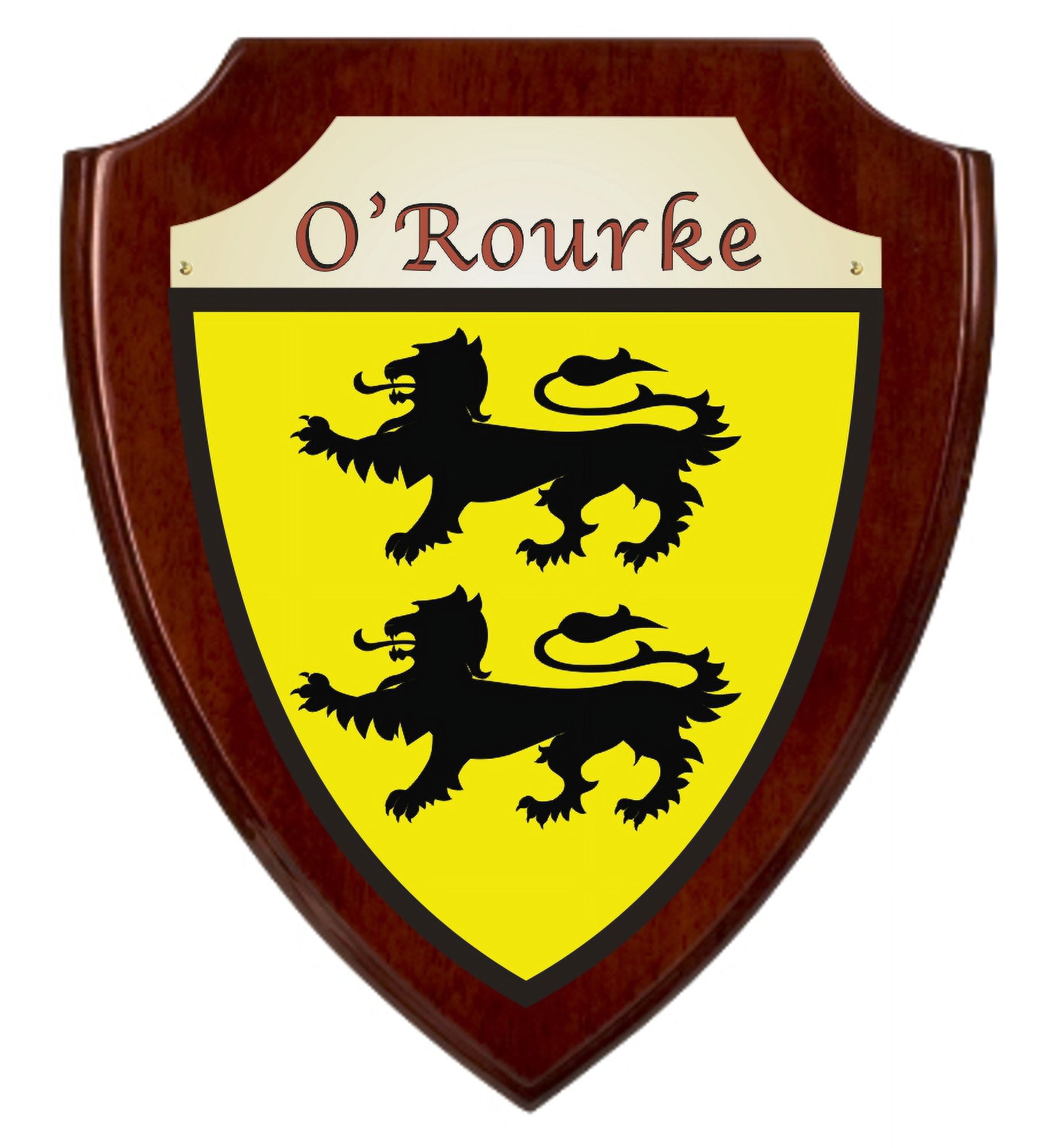 O'Rourke Irish Coat of Arms Shield Plaque - Rosewood Finish