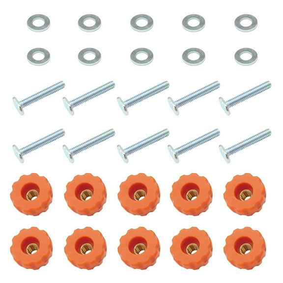 O'SKOOL T-Track Knob Kit with Threaded Through 1/4-20 Knobs, T-Bolts and Washers for Woodworking Jigs and Fixtures  10 Pack