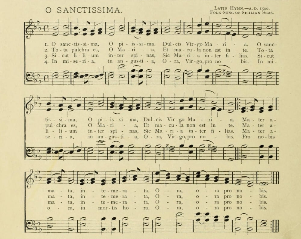 O Sanctissima Christmas Songs 1891 Canvas Art - (18 x 24)