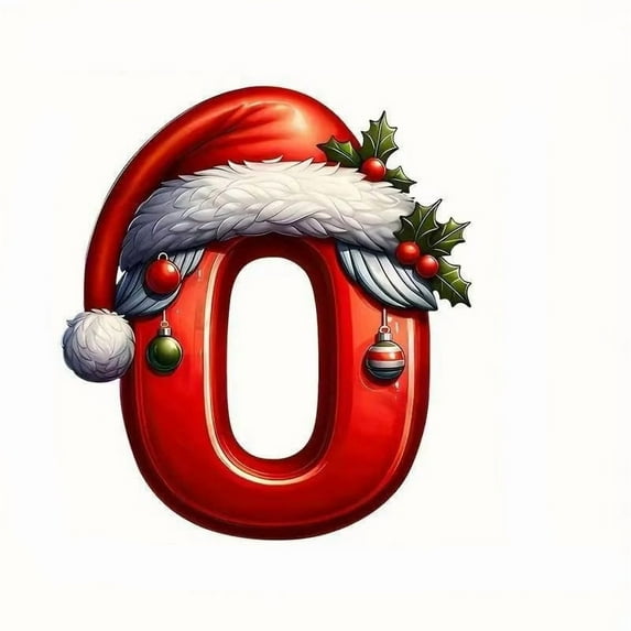 O Santa Hat Themed Alphabet Ornaments O Acrylic Letters With Silver Thread For Holiday Decor