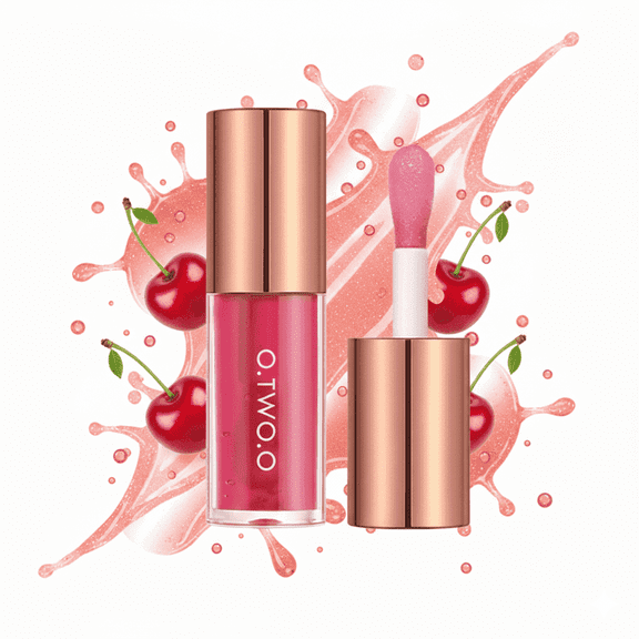 O.TWO.O Hydrating Lip Oil Gloss – Moisturizing Lip Care for Women, Glossy Finish, Cherry