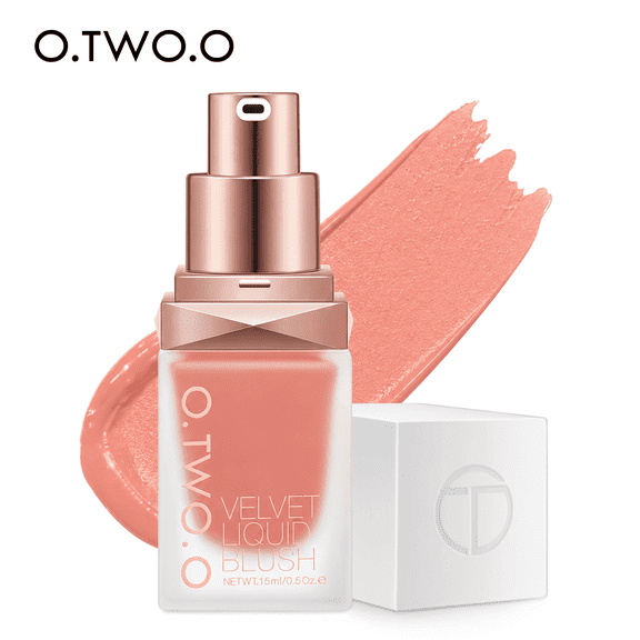 O.TWO.O Velvet Liquid Blush 05 Salmon Pink, Long-Lasting Dewy Finish, Silky Smooth Buildable Cheek Color