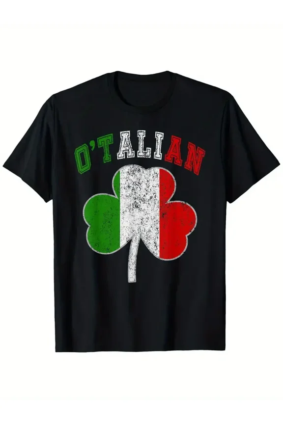 O'Talian Italian Irish Heritage Shamrock Unisex Soft Cotton T-Shirt