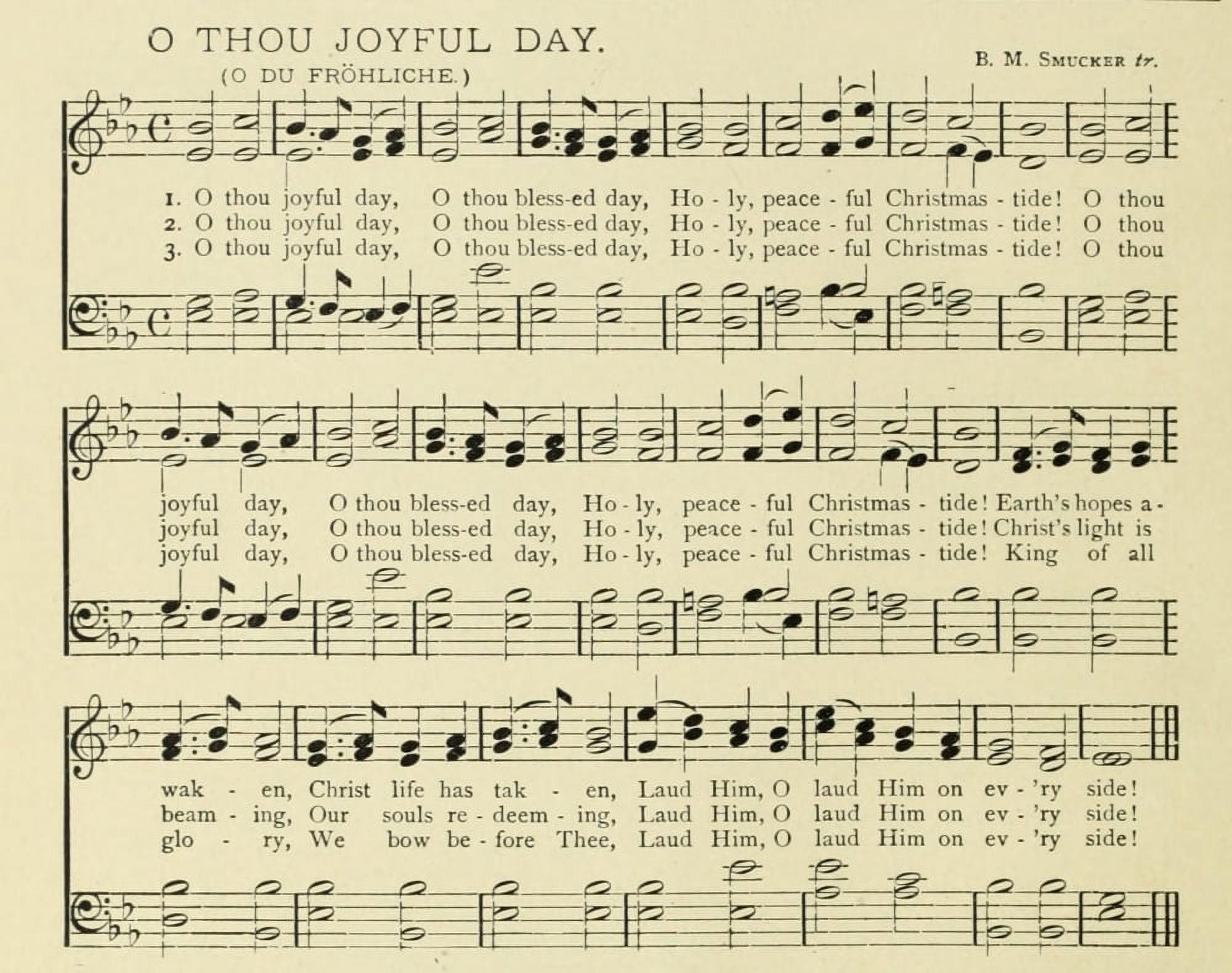 O Thou Joyful Day Christmas in Song 1891 Canvas Art - (24 x 36)