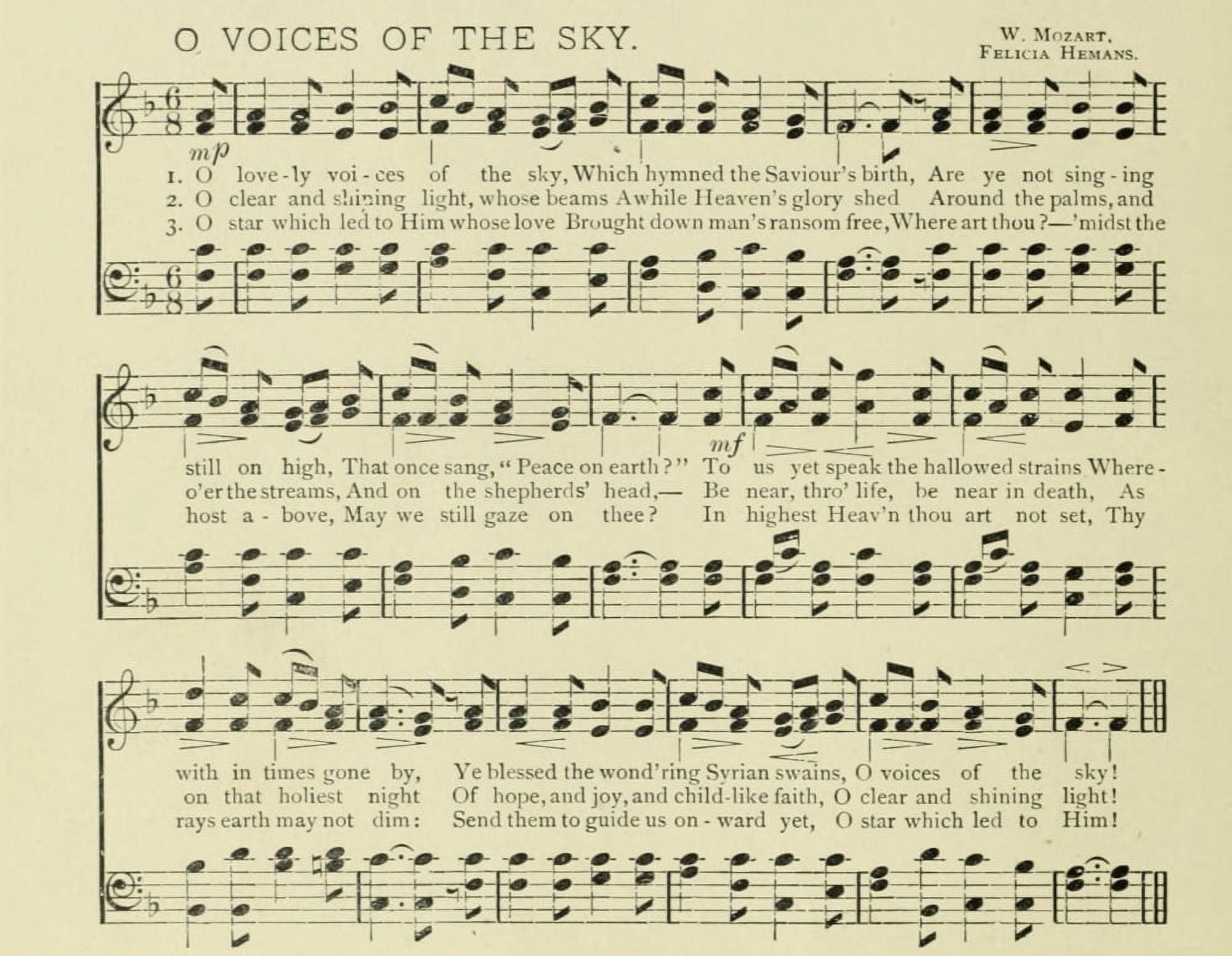 O Voices of the Sky Christmas in Song 1891 Canvas Art - (24 x 36)