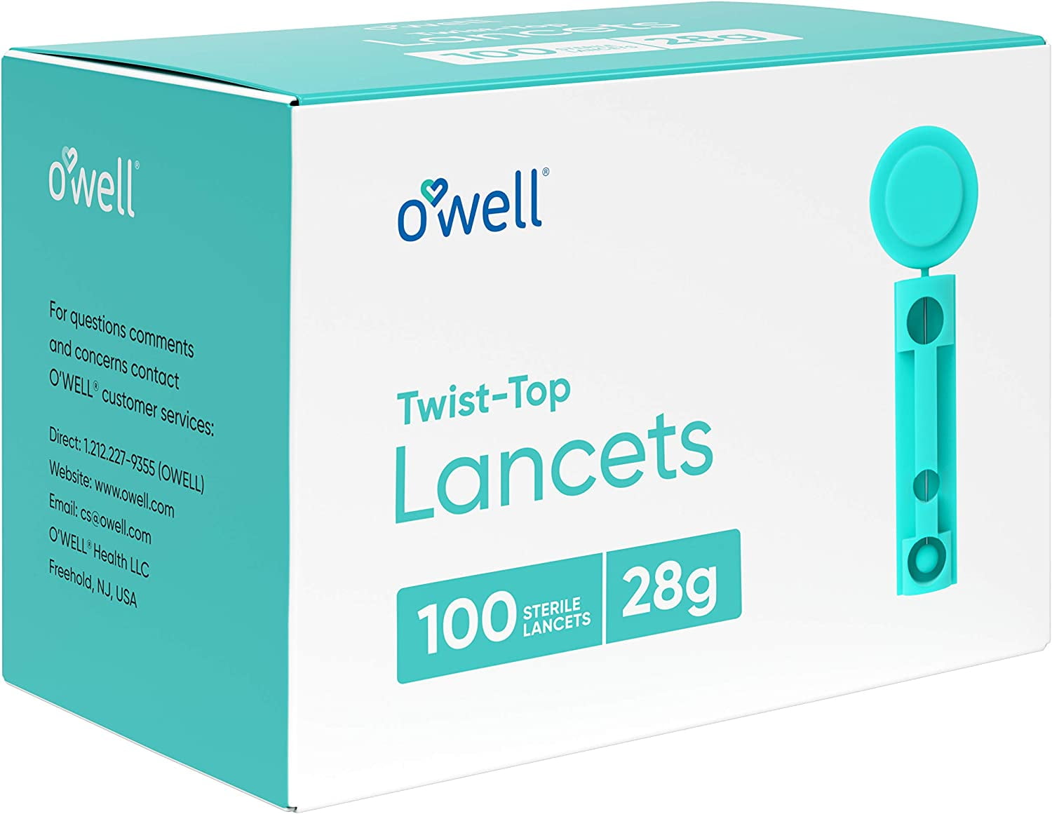 O’Well Twist Top Lancets 28 Gauge, 100 Count Thick Needle Lancets for