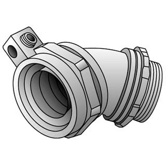 O-Z/Gedney 4Q-4100LT, Liquidtight Flexible Conduit Connector, 1"" 45 W/Lug, 1 PC