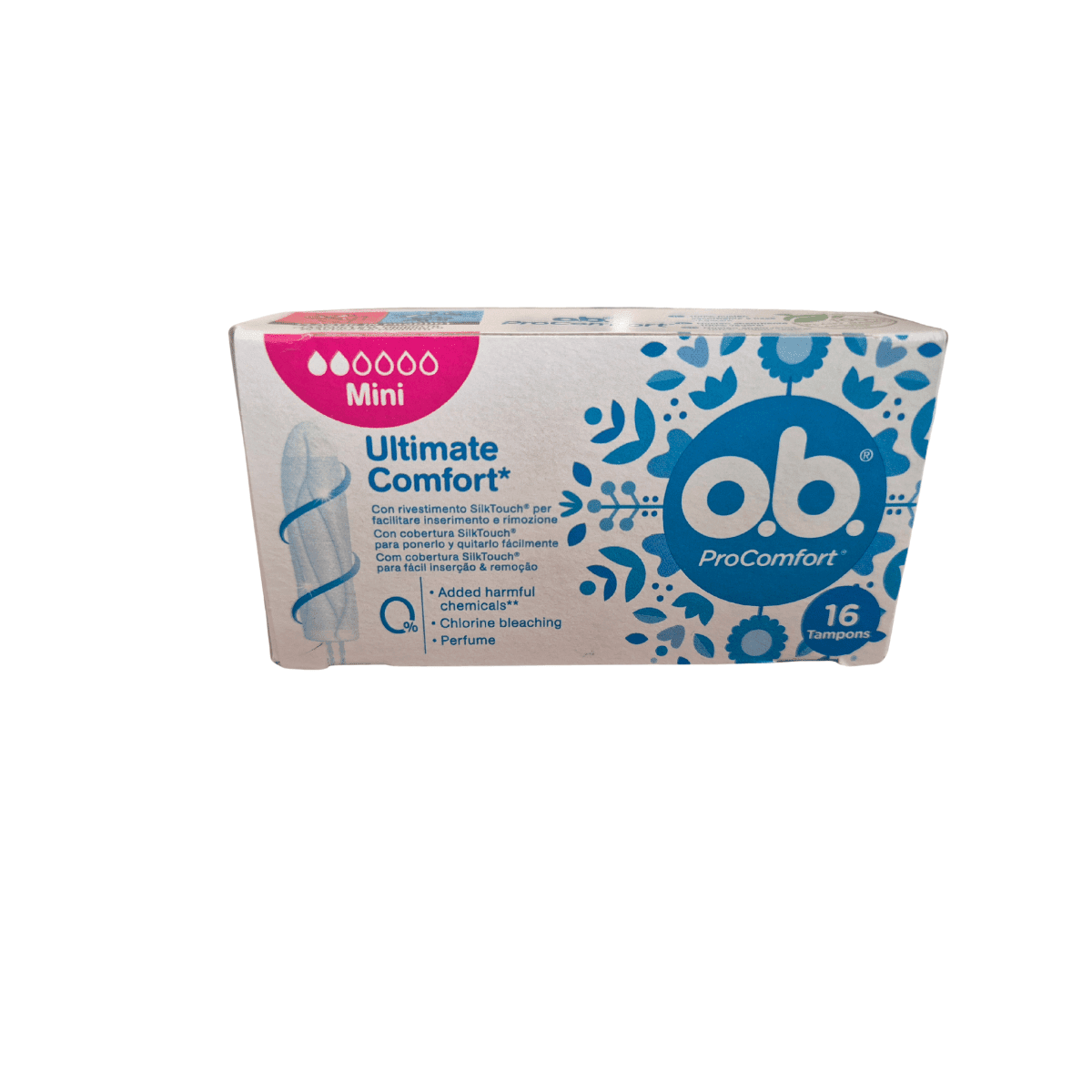 o.b., Comfort Pads Mini, 16 Pieces, Pocket-Sized Discreet Travel
