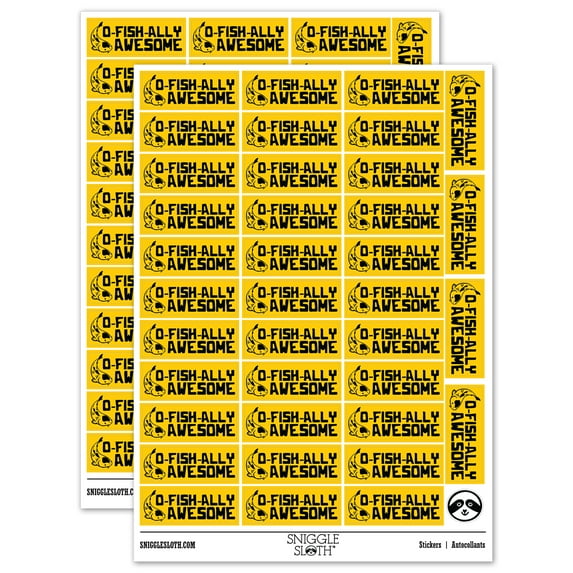 O-fish-ally Officially Awesome Koi Teacher Student School Sticker Set - Yellow - Matte Finish - 1.5" Small