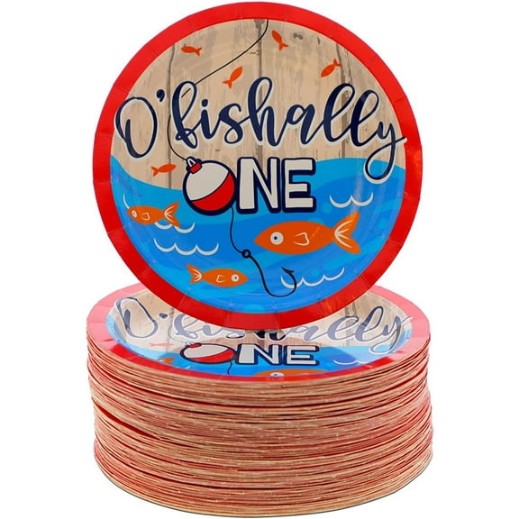 Ofishally One Paper Plates for 1st Birthday Party (7 Inches, 80 Pack)