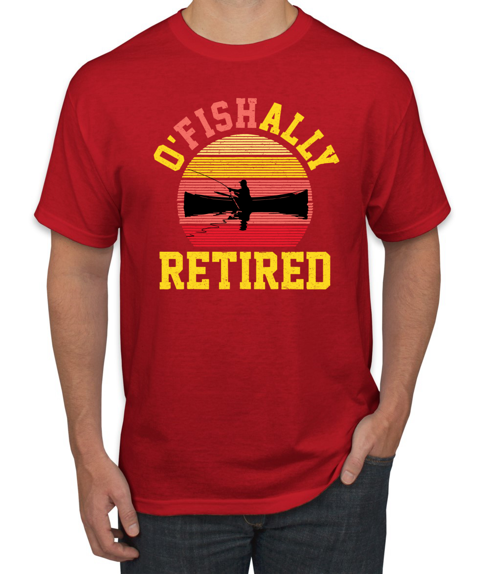 O'fishally Retired Fisherman Humor Men's Graphic T-Shirt, Light Pink, Small  
