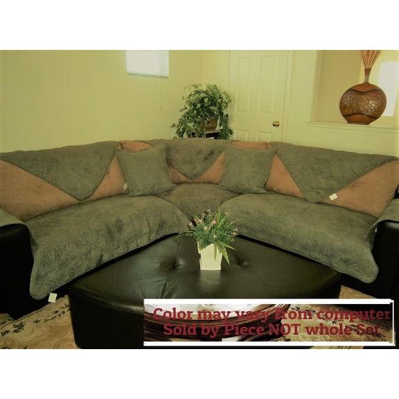 O'fit ® Sectional Sofa Cover / Protector, Micro Suede Quilted Sofa Arm Covers Set of Two 25x25 inch Sage Green
