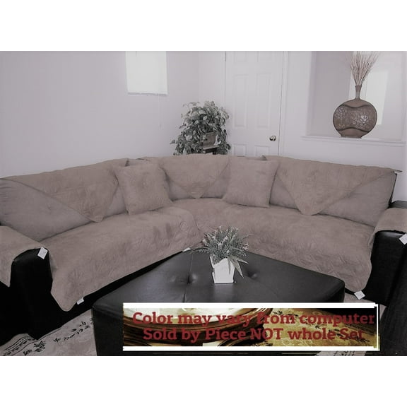O'fit ® Sectional Sofa Cover / Protector, Micro Suede Quilted Sofa Pads Sofa Armrest Cover Set of Two 25x25 inch Peat