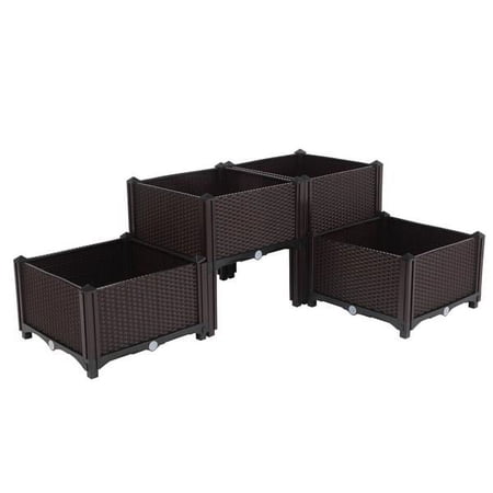 O'force 4Pcs Free Splicing Injection Planting Box Brown