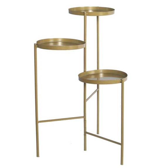 O'force Tri-Level Metal Plant Stand Gold