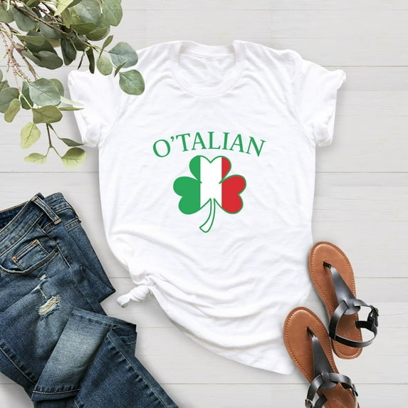 O'talian St Patrick's Day Shirt, Italy Flag Clover Shirt, Irish Shamrock Shirt, Lucky Women, St Patty Day Outfit Men, Italian Shamrock Shirt Sweatshirt All Size S-5XL
