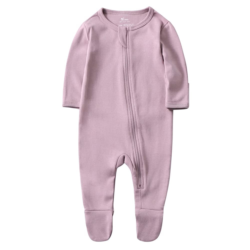 O2 BABY Baby Footed Sleepers Organic Cotton Newborn Pajamas, Baby Girls