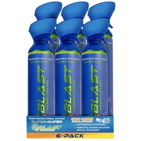O2 Blast Pure Oxygen for Energy, Recovery & Performance - 10-Liter Can with Custom Breathing Mask, Pack of 6
