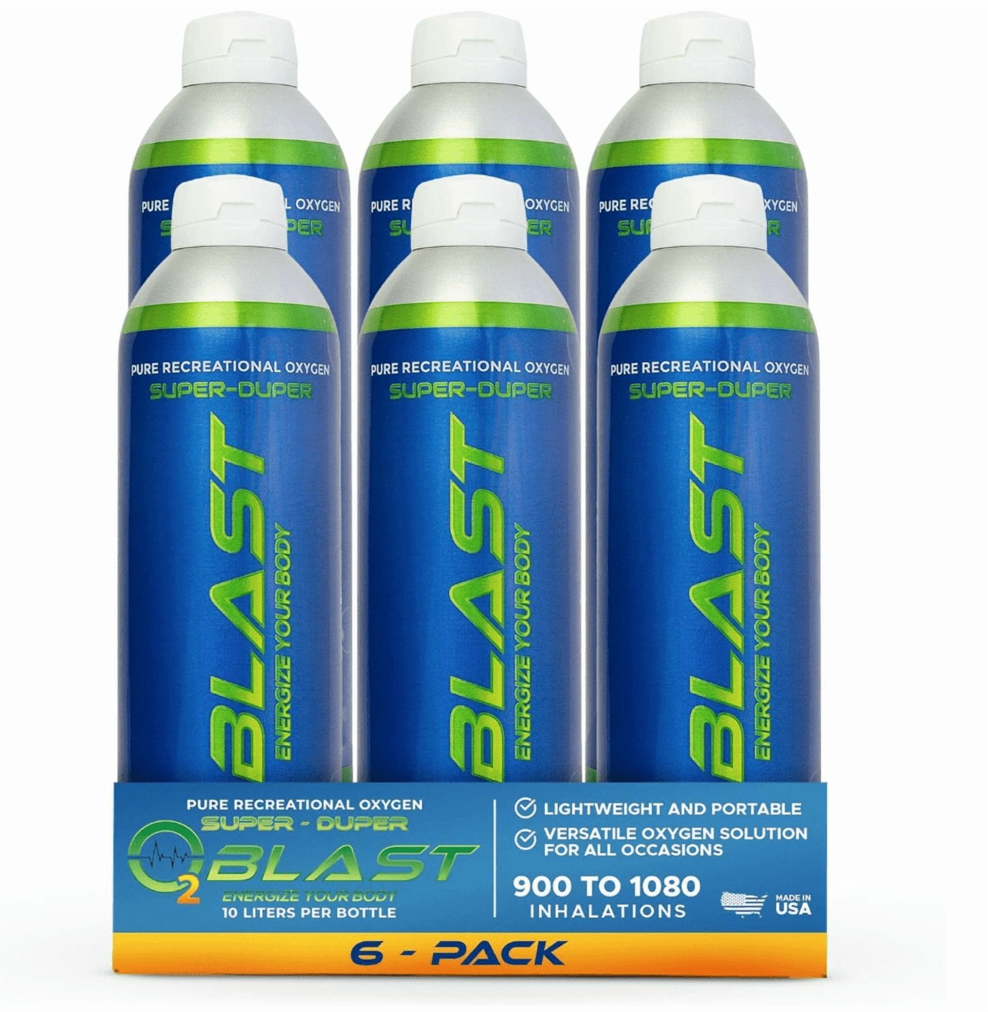 O2 Blast“ Pure Oxygen for Energy, Recovery & Performance - 10-Liter Can with Sanitary Flip Top Cap, Pack of 6