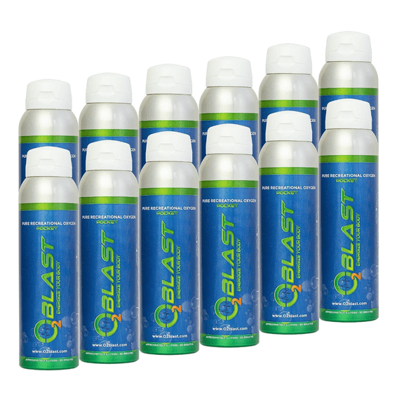 O2 Blast Pure Oxygen for Energy, Recovery & Performance - 4-Liter Can with Sanitary Flip Top Cap, Pack of 12