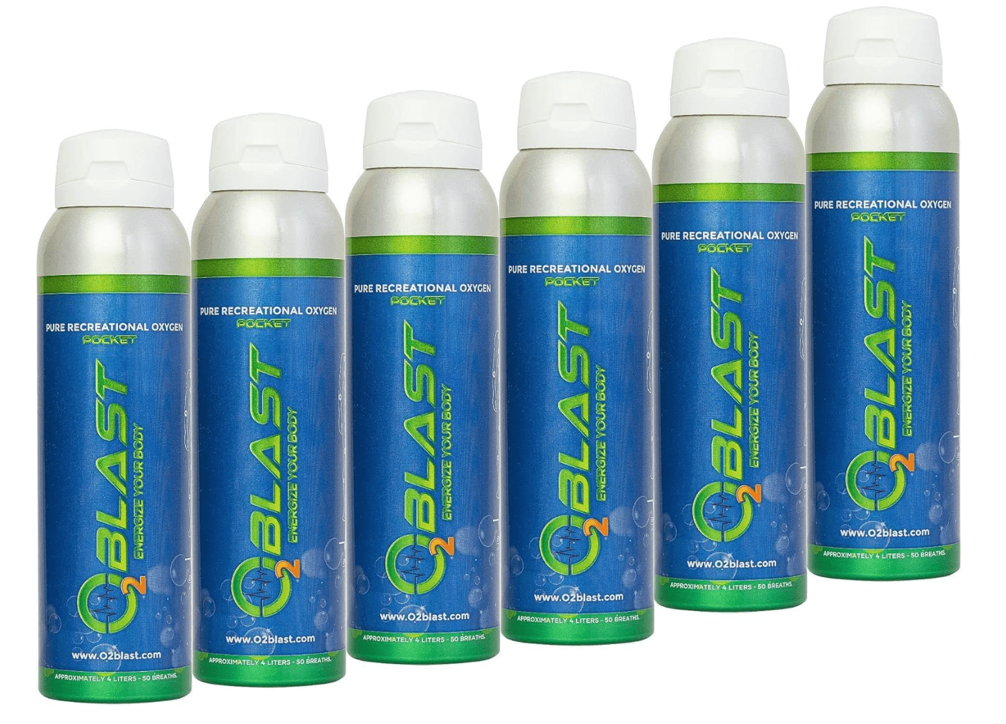 O2 Blast“ Pure Oxygen for Energy, Recovery & Performance - 4-Liter Can with Sanitary Flip Top Cap, Pack of 6