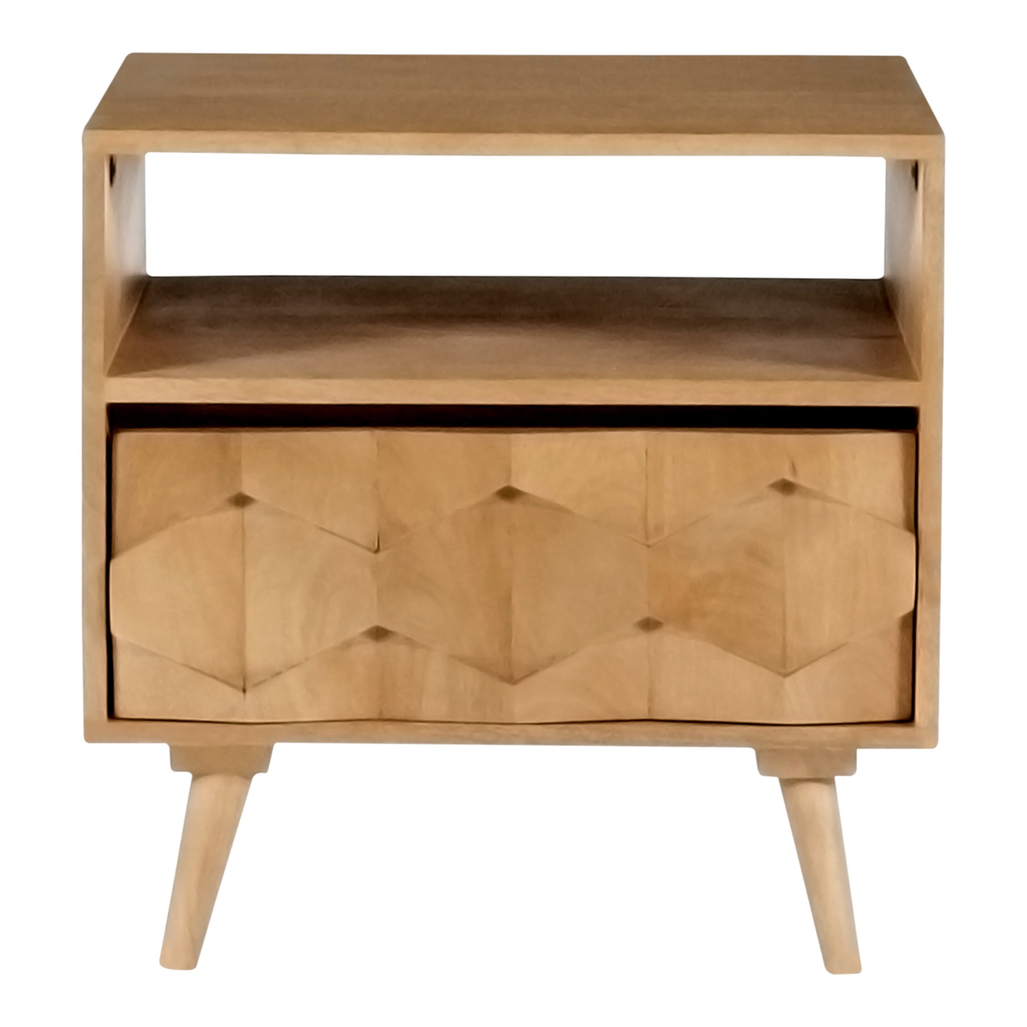 Sustainably Sourced Mango Wood Nightstand with Single Drawer