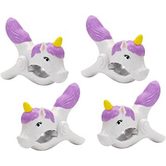 O2COOL 2 Pack Boca Beach Towel Clips, Unicorn