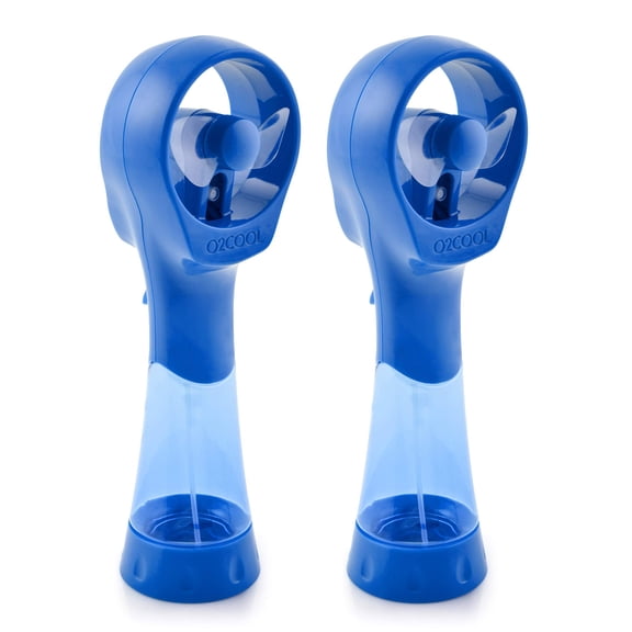 O2COOL 2 Pack Elite Battery Powered Handheld Water Misting Fans (Blue)