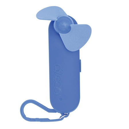 O2COOL 2" Pocket Carabiner Personal Fan with Batteries, Blue