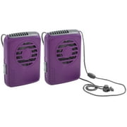O2COOL 3.5 inch Deluxe Necklace Fan for Personal Cooling, Purple, 2 Pack