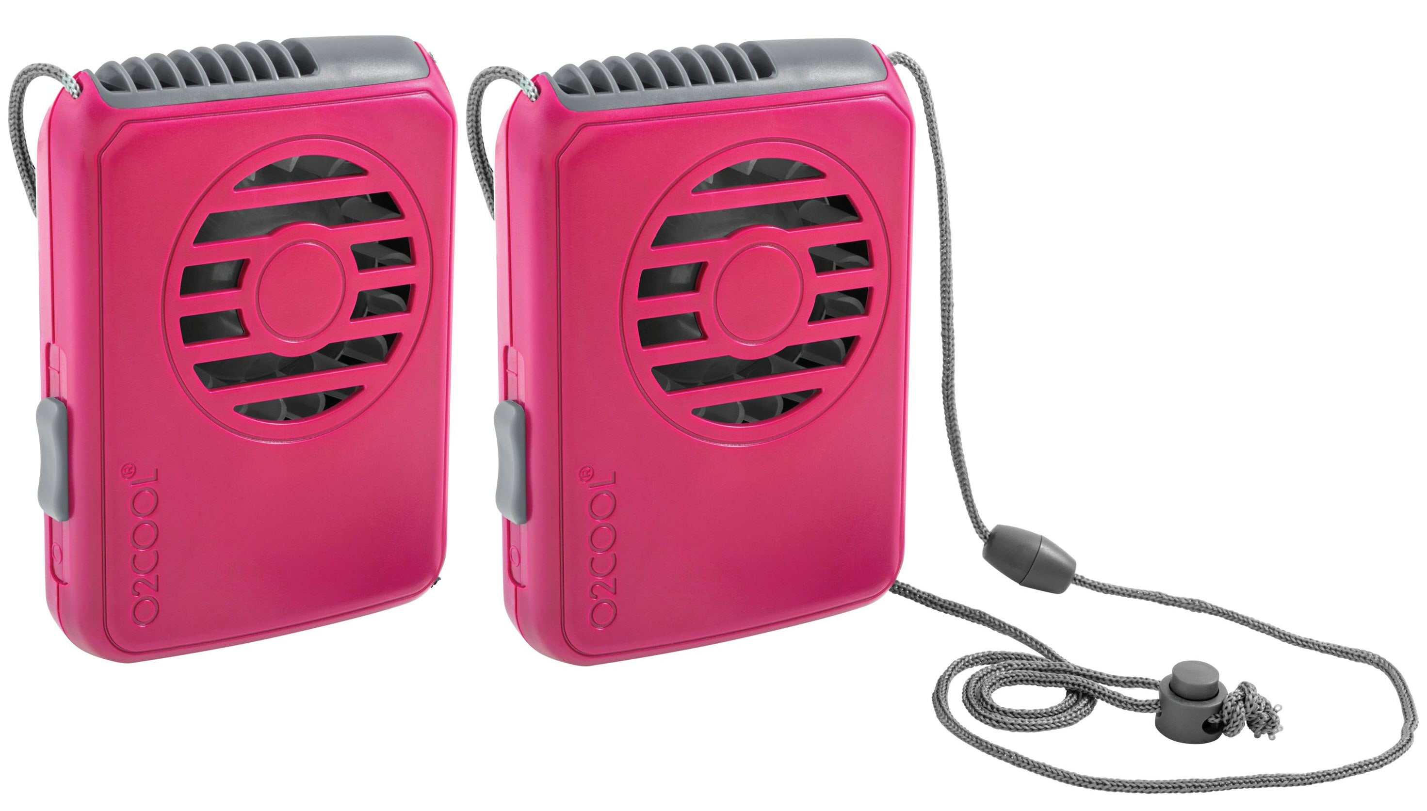 O2COOL 3.5 inch Deluxe Necklace Fan for Personal Cooling, Raspberry, 2