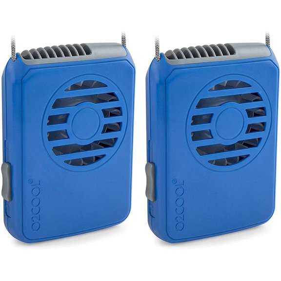 O2COOL 3.5 inch Deluxe Personal Battery Powered Necklace Fan for Cooling (2 Pack) - Dark Blue