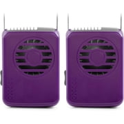 O2COOL 3.5 inch Deluxe Personal Battery Powered Necklace Fan for Cooling (2 Pack) - Purple